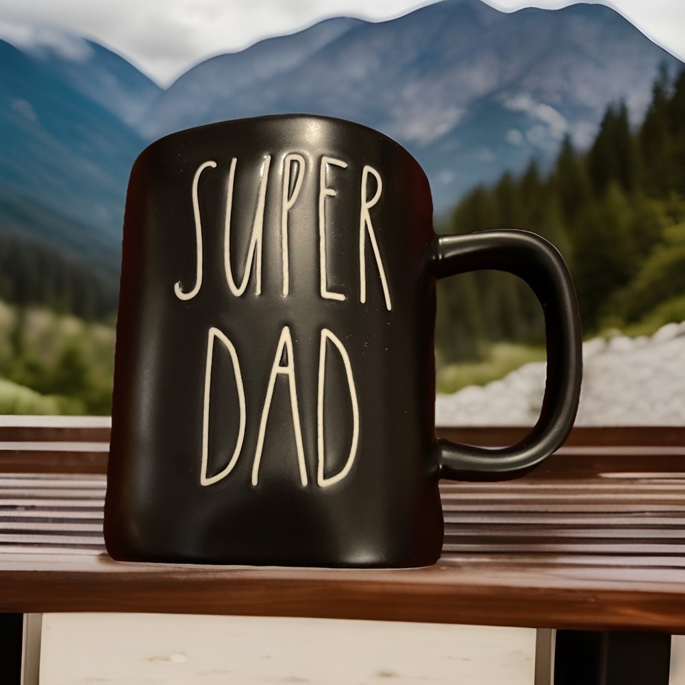 Rae Dunn Mug SUPERβ DAD Cup Coffee Black Father's Day Big Cup Of Coffee Boho